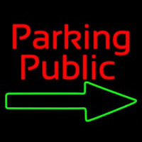 Red Public Parking With Arrow Neonskylt