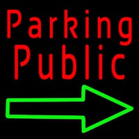 Red Public Parking With Arrow Neonskylt