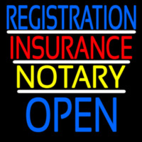Registration Insurance Notary Open Neonskylt