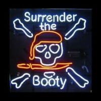 surrender the booty skull Pirate Cranial BAR PUB  Neonskylt